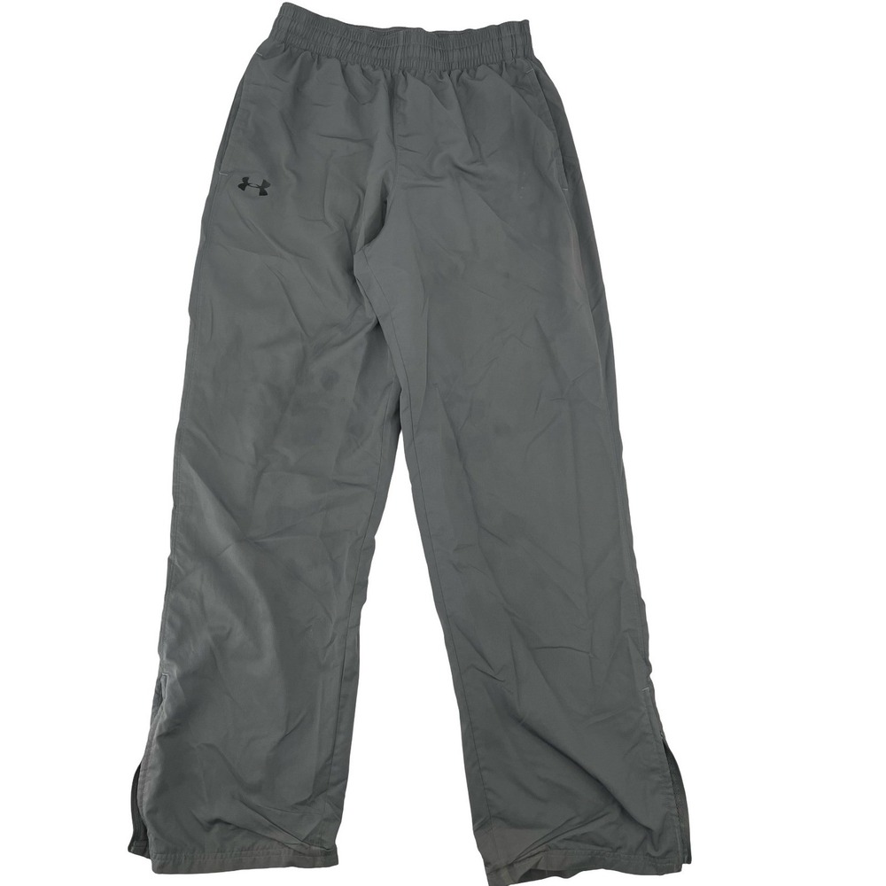 Under Armour Men's Track Pants Athletic Gray Polyester Medium